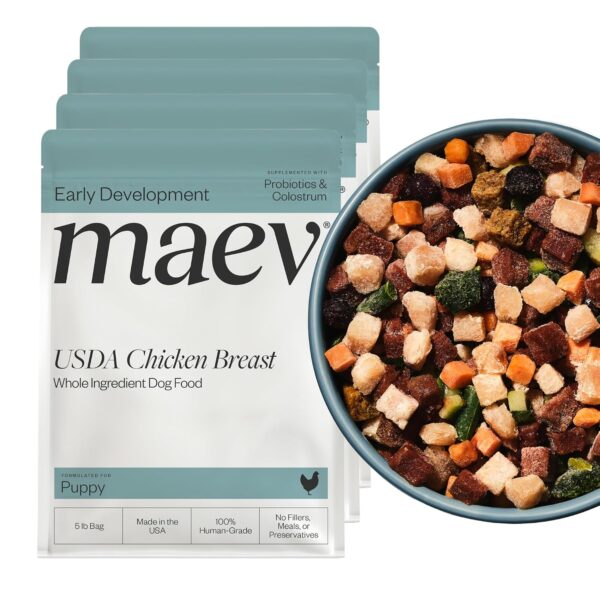 Alimento Congelado para Cachorros Maev Pollo Grado Humano Paquete de 4 Bolsas de 5 lb 20 lb Sin Granos con Colostro y Pr
