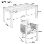 Juego de Comedor Merax 5 Piezas Madera de Acacia Sillas Tejidas de Cuerda para 4 Personas Patio Exterior