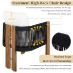 Juego de Comedor Merax 5 Piezas Madera de Acacia Sillas Tejidas de Cuerda para 4 Personas Patio Exterior