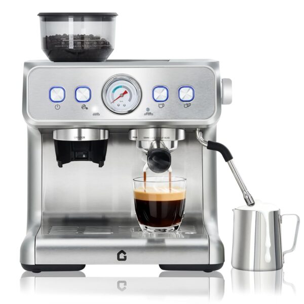 Takywep 20 Bar Espresso Machine with Built-in Coffee Grinder, Semi-Automatic Espresso Maker with 30 Grind Levels, 360° M