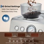 Takywep 20 Bar Espresso Machine with Built-in Coffee Grinder, Semi-Automatic Espresso Maker with 30 Grind Levels, 360° M