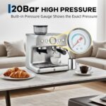 Takywep 20 Bar Espresso Machine with Built-in Coffee Grinder, Semi-Automatic Espresso Maker with 30 Grind Levels, 360° M