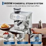 Takywep 20 Bar Espresso Machine with Built-in Coffee Grinder, Semi-Automatic Espresso Maker with 30 Grind Levels, 360° M