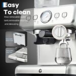 Takywep 20 Bar Espresso Machine with Built-in Coffee Grinder, Semi-Automatic Espresso Maker with 30 Grind Levels, 360° M