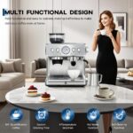 Takywep 20 Bar Espresso Machine with Built-in Coffee Grinder, Semi-Automatic Espresso Maker with 30 Grind Levels, 360° M