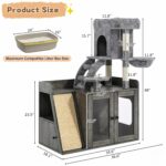 Árbol para Gatos Trygoal N704-Cat Tree-3 con Caja de Arena Puertas de Acrílico Transparente Luz RGB Tabla de Rascar de S