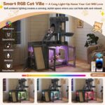 Árbol para Gatos Trygoal N704-Cat Tree-3 con Caja de Arena Puertas de Acrílico Transparente Luz RGB Tabla de Rascar de S