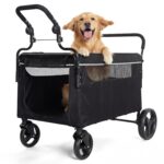 Cochecito para Perros Garvee Todo Terreno Aluminio Azul Oscuro Ruedas Delanteras 360 Grados Malla Transpirable Peso Máxi