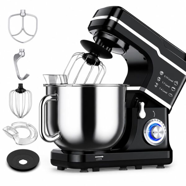 7.5 QT Stand Mixer, 10-Speed Tilt-Head Electric Mixer with Stainless Steel Bowl, Dough Hook, Whisk, Beater, Splash Guard