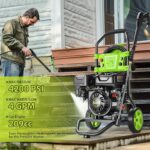Hidrolavadora de Gasolina IvyBess Gas Pressure Washer 4200PSI 4GPM 7.0HP 209CC Manguera 25FT Ruedas 8 Pulgadas Verde