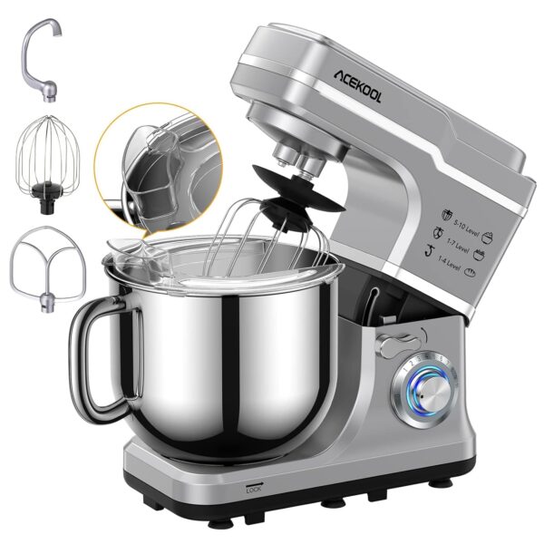 7.5QT Stand Mixer, 10-Speed Tilt-Head Electric Mixer with 660W Motor, Stainless Steel Bowl with Handle, Dough Hook, Whis
