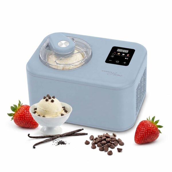 Magnavox Home, 1.2 Qt Electric Ice Cream Maker with Compressor, Touchscreen Ice Cream Machine, Built-In Compressor, Auto