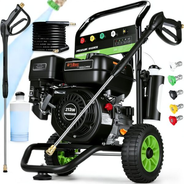 Lavadora a presión a gas Steupoek STE39X 4200 PSI 4.0 GPM 212cc con manguera de 25 pies 5 boquillas de conexión rápida
