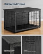 Mueble Jaula para Perros SONGMICS HOME UPFC005B01SH Madera de Ingeniería y Acero Doble Puerta Bandeja Extraíble Color Ne