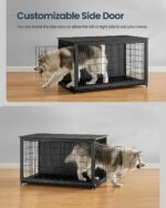 Mueble Jaula para Perros SONGMICS HOME UPFC005B01SH Madera de Ingeniería y Acero Doble Puerta Bandeja Extraíble Color Ne