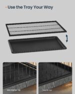 Mueble Jaula para Perros SONGMICS HOME UPFC005B01SH Madera de Ingeniería y Acero Doble Puerta Bandeja Extraíble Color Ne