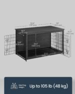 Mueble Jaula para Perros SONGMICS HOME UPFC005B01SH Madera de Ingeniería y Acero Doble Puerta Bandeja Extraíble Color Ne