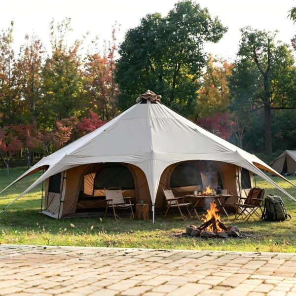 Tienda de Campaña Garvee Camping Tent Tipo Campana 16.4 pies x 9.2 pies con Chimenea para Estufa para 10 Personas Color
