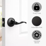 Design House Stratford 6-Way Universal Privacy Bed and Bath Door Lever 12-Pack, Matte Black, ANSI Grade 3, 191478