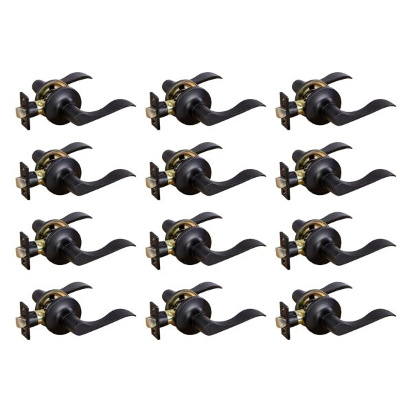 Design House Stratford 6-Way Universal Passage Hall and Closet Door Lever 12-Pack, Matte Black, ANSI Grade 3, 191544