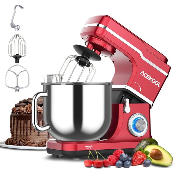 7.5QT Stand Mixer 660W | 10-Speed Tilt-Head Electric Food Mixer with Stainless Steel Bowl | Heavy Duty Dough Mixer for B