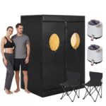 Sauna Portátil Garvee para 2 Personas Generador de Vapor 1400W 3L 15 Niveles Control Remoto 125x80x180cm