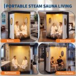 Sauna Portátil Garvee para 2 Personas Generador de Vapor 1400W 3L 15 Niveles Control Remoto 125x80x180cm