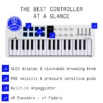Arturia MiniLab 37 Controlador de teclado MIDI – 37 teclas delgadas, 8 almohadillas, integración DAW, arpegiador, modo a
