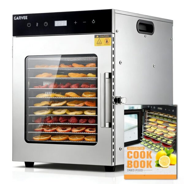 Digital Food Dehydrator Machine with 12 Stainless Steel Trays, Commercial Jerky Maker for Meat, Fruit, Herbs, 194°f Adju