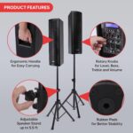 Sistema PA Bluetooth portátil, sistema de altavoces activos y pasivos de 2000 W con entrada de micrófono, luces de fiest