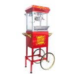 Trygoal Popcorn Machine with Cart, 8 Oz Kettle Makes Up to 2 Gallons, Vintage Popcorn Maker with Storage Cabinet, Movie