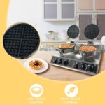 2400W Double Commercial Waffle Maker, Stainless Steel Nonstick Round Belgian Waffle Iron with Digital Timer, Adjustable