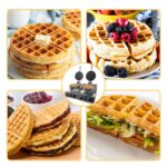 2400W Double Commercial Waffle Maker, Stainless Steel Nonstick Round Belgian Waffle Iron with Digital Timer, Adjustable