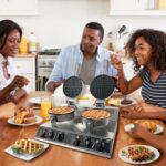 2400W Double Commercial Waffle Maker, Stainless Steel Nonstick Round Belgian Waffle Iron with Digital Timer, Adjustable