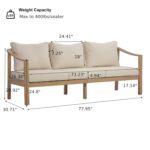 Sofá de 3 Plazas Merax Exterior Madera de Acacia 77.95 Pulgadas Teca Beige