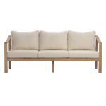Sofá de 3 Plazas Merax Exterior Madera de Acacia 77.95 Pulgadas Teca Beige