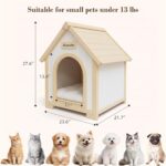 Casa de Madera para Mascotas Yafylly K-DCH Estilo Escandinavo Blanco 23.6 x 21.7 x 27.6 pulgadas