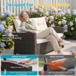 Juego de Muebles de Exterior FansaFurn 4 Piezas Mimbre Beige con Mesa de Madera de Acacia