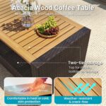 Juego de Muebles de Exterior FansaFurn 4 Piezas Mimbre Beige con Mesa de Madera de Acacia