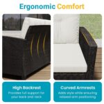 Juego de Muebles de Exterior FansaFurn 4 Piezas Mimbre Beige con Mesa de Madera de Acacia