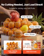 VEVOR Exprimidor de naranja comercial, prensa eléctrica de jugo de naranja de 120 W, exprimidor de naranja de acero inox
