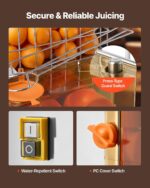 VEVOR Exprimidor de naranja comercial, prensa eléctrica de jugo de naranja de 120 W, exprimidor de naranja de acero inox