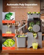 VEVOR Exprimidor de naranja comercial, extractor de exprimidor de masticación lenta, exprimidor eléctrico de jugo de nar