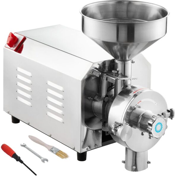 VEVOR Soybean Grinder Commercial Grinding Machine for Spices 3000W Corn Mill Grinder 100 KG/H Stainless Steel Corn Grind