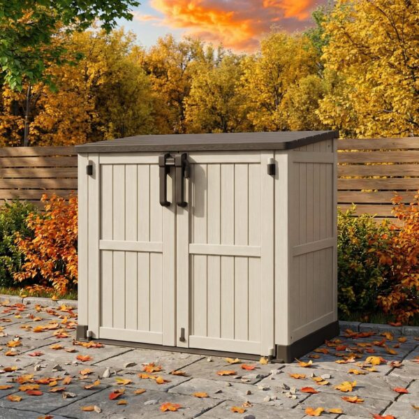 Caja de Almacenamiento Horizontal GULAIMOAO AMZ-YXB-TT013-BR-BE Resina 36 Pies Cúbicos Puertas con Cerradura Marrón Beig
