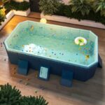 Piscina Plegable de PVC GDFStudio 348936 102 pulgadas Azul Capacidad 450 Galones