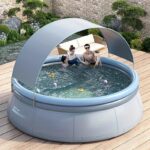 Alberca Inflable GDFStudio 396043 Redonda 12FT 1700 Galones PVC Reforzado 0.6mm Aqua Grey