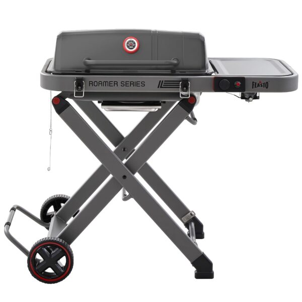 Parrilla de Gas Propano Portátil Feasto GRS02GN Gris con Carrito Plegable y Mesa Lateral 369 Pulgadas Cuadradas de Cocci
