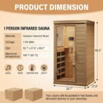 Sauna Infrarrojo Garvee Dni-bSadwSVKdkrQwCC0w para 1-2 Personas 1200W Madera de Hemlock Canadiense Low EMF Puerta de Vid