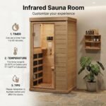 Sauna Infrarrojo Garvee Dni-bSadwSVKdkrQwCC0w para 1-2 Personas 1200W Madera de Hemlock Canadiense Low EMF Puerta de Vid